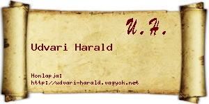 Udvari Harald névjegykártya
